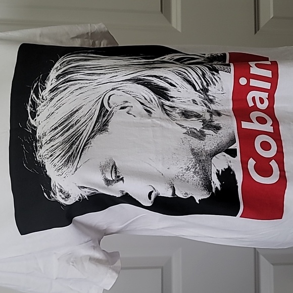Curt Cobain Y2K White Unisex Casual Minimalist Transitional Short Sleeve T-shirt - Picture 4 of 12